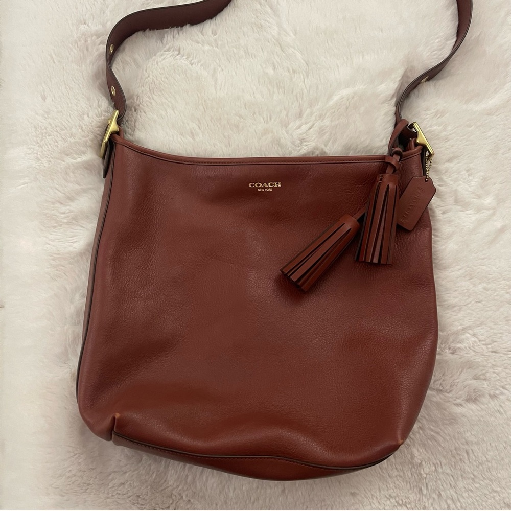 Coach Legacy Camel Brown Leather Cross Body Hobo Bucket Bag